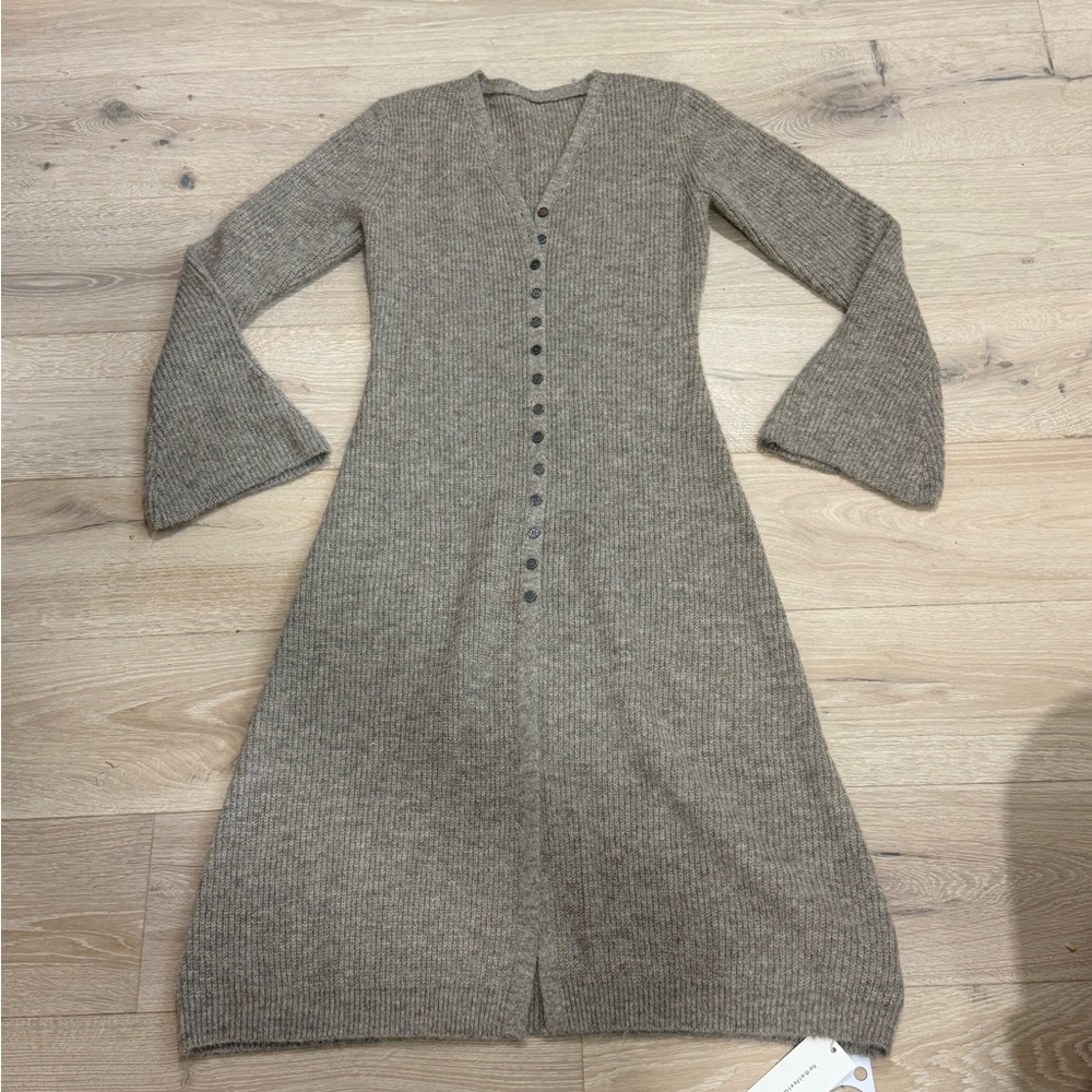 Commense Taupe Knit Button-Front Long Sweater NWT